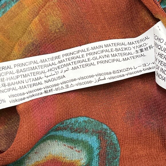 Zara Pareo Pants Womens L Semi Sheer Wrap Wide Leg Chiffon Aztec Boho Hippie - Picture 10 of 10